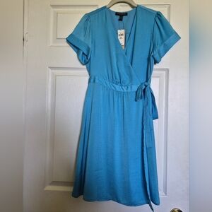 Banana Republic Factory French Blue Wrap Tie Waist Dress